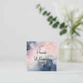 Marmer Roze Marine Blauw Agaat QR Code Vloeibaar V Vierkante Visitekaartje (Staand voorkant)