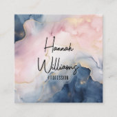 Marmer Roze Marine Blauw Agaat QR Code Vloeibaar V Vierkante Visitekaartje (Voorkant)