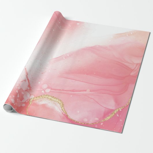 Marmer Roze met Glitter All Purpose Cadeaupapier (Uitgerold)