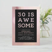 Marmer Roze Moderne Typografie 30e Verjaardagsfees Kaart (Staand voorkant)