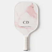 Marmer roze monogram initiaal naam pickleball paddle (Achterkant)