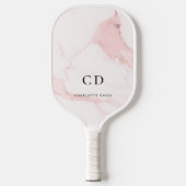 Marmer roze monogram initiaal naam pickleball paddle (Voorkant)