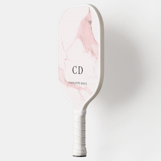 Marmer roze monogram initialen naam pickleball paddle (Links)