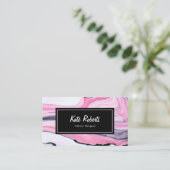 Marmer roze zwart visitekaartje | creatieve produc (Staand voorkant)