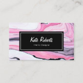 Marmer roze zwart visitekaartje | creatieve produc (Voorkant)