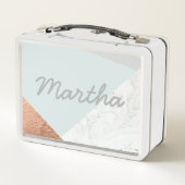 Marmer, rozen gouden, grijs en blauw lunchbox (Achterkant)