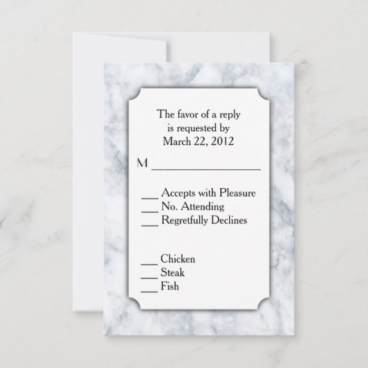 Marmer RSVP met menu keuze (Voorkant)