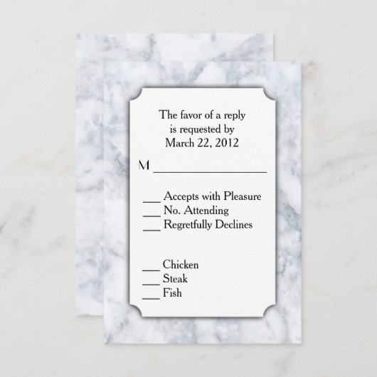 Marmer RSVP met menukeuze (Voorkant / Achterkant)