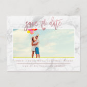 Marmer Save the Date/Faux Roos Gold Script Aankondigingskaart (Voorkant)