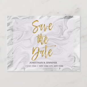 Marmer Save the Date met Gold Foil Typografie Aankondigingskaart