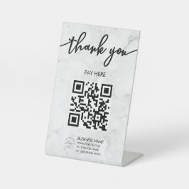 Marmer Scan me QR Code Logo Pedestal Sign Reclamebord Met Voetstuk