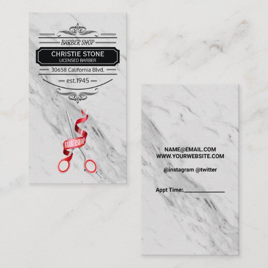 Marmer | Schaar | Kapsel Visitekaartje (Voorkant / Achterkant)