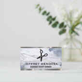 Marmer | Schaar | Ledermetalen sierstrip Visitekaartje (Staand voorkant)