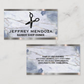 Marmer | Schaar | Ledermetalen sierstrip Visitekaartje (Voorkant / Achterkant)