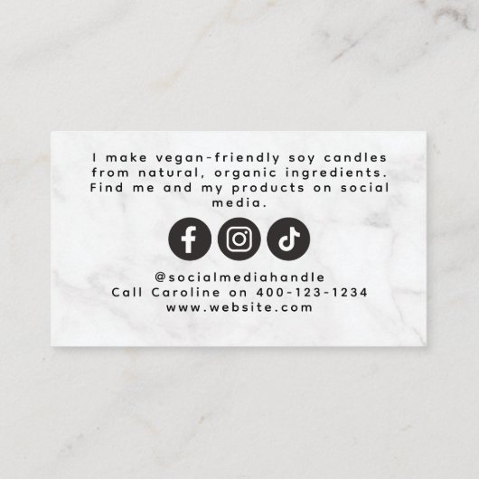 Marmer Script Candle Maker Contactkaartje (Achterkant)