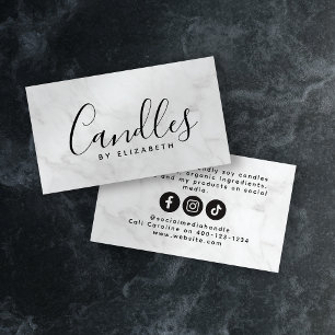 Marmer Script Candle Maker Contactkaartje