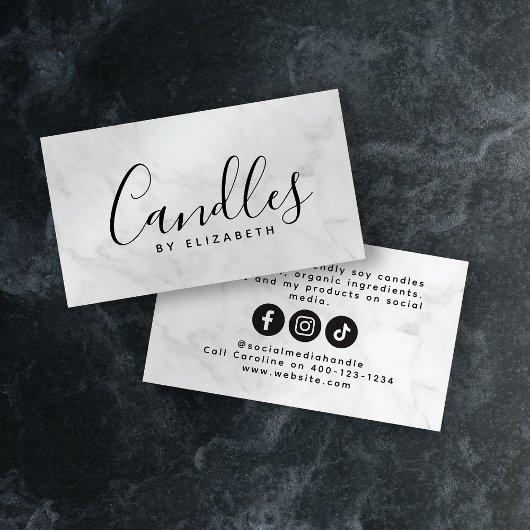 Marmer Script Candle Maker Contactkaartje