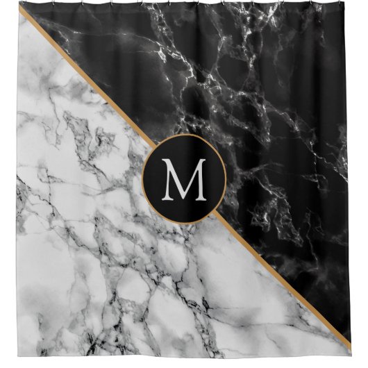 Marmer Shower Curtain met aangepaste letter of num Douchegordijn (Voorkant)