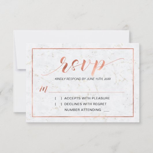 Marmer | Simple Modern Typography RSVP Insert Kaar (Voorkant)