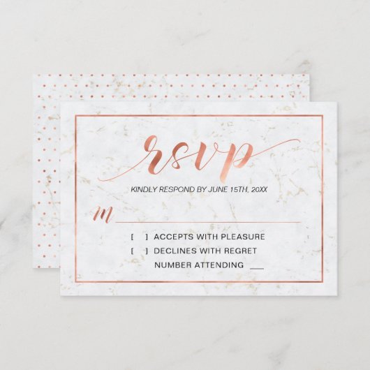 Marmer | Simple Modern Typography RSVP Insert Kaar (Voorkant / Achterkant)