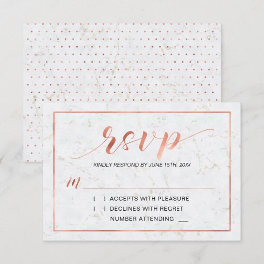 Marmer | Simple Modern Typography RSVP Insert Kaar Kaartje (Voorkant / Achterkant)