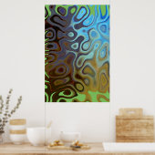 Marmer Slick Metallic Blauw Groen Poster (Keuken)