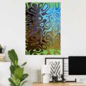 Marmer Slick Metallic Blauw Groen Poster (Thuiskantoor)