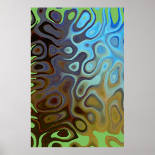 Marmer Slick Metallic Blauw Groen Poster