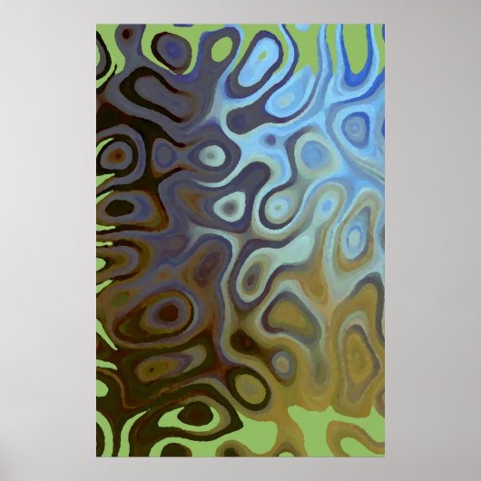 Marmer Slick Metallic Blauw Groen Poster (Voorkant)