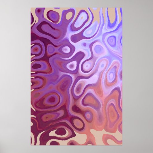 Marmer Slick Metallic Bourgogne Beige Poster (Voorkant)