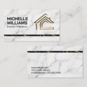 Marmer | Stijlvol | Luxe Gouden Huislogo Visitekaartje (Voorkant / Achterkant)