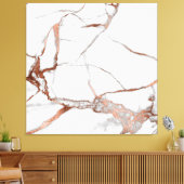 Marmer Stone Abstract Roos Gold White Grey Copper Canvas Afdruk (Insitu (Woonkamer))