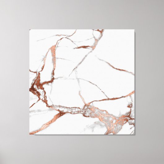 Marmer Stone Abstract Roos Gold White Grey Copper Canvas Afdruk (Voorkant)