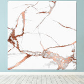 Marmer Stone Abstract Roos Gold White Grey Copper Canvas Afdruk (Insitu (Houten vloer))