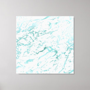 Marmer Stone Abstract White Aqua Blue Tiffany Lux Canvas Afdruk
