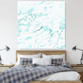 Marmer Stone Abstract White Aqua Blue Tiffany Lux Canvas Afdruk (Insitu (Slaapkamer))