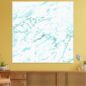 Marmer Stone Abstract White Aqua Blue Tiffany Lux Canvas Afdruk (Insitu (Woonkamer))
