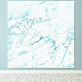 Marmer Stone Abstract White Aqua Blue Tiffany Lux Canvas Afdruk (Insitu (Houten vloer))