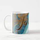 Marmer stone blauwgroen turquoise blue agate Monog Koffiemok (Links)