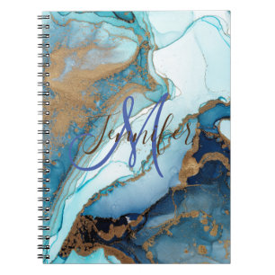 Marmer stone blauwgroen turquoise blue agate Monog Notitieboek