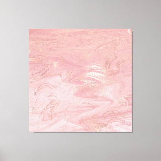 Marmer Stone Molten Gold Abstract Roze Rose Gold Canvas Afdruk (Voorkant)