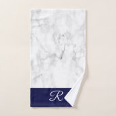 Marmer Style Navy Blue Monogram Initiaal Bathroom Bad Handdoek (Handdoek)