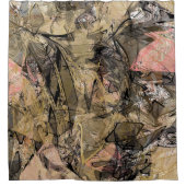 Marmer Swirl Abstract Gold Roos Roze zwart modern Douchegordijn (Voorkant)