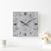 Marmer Swirl Print in Soft Grey Framed Vierkante Klok (Huis)