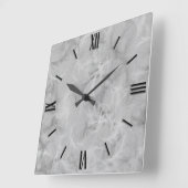 Marmer Swirl Print in Soft Grey Framed Vierkante Klok (Hoek)