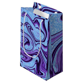 Marmer Swirls Paars Black met Blue Faux Glitter Klein Cadeauzakje