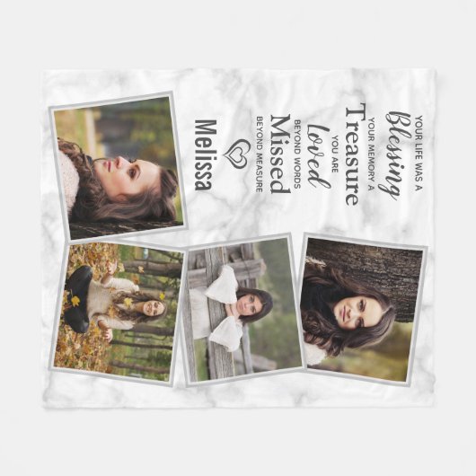 Marmer Sympathie Memorials Keepomwille Foto Collag Fleece Deken (Voorkant (Horizontaal))