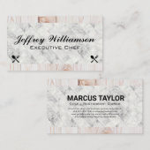 Marmer Tegels | Hout | Silverware-pictogrammen Visitekaartje (Voorkant / Achterkant)