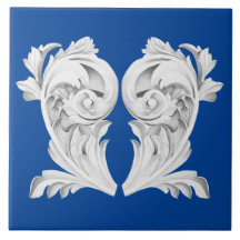 Marmer Tendrils op een blauwe keramische Tegel