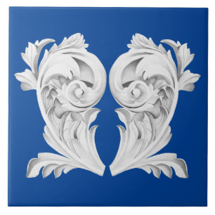Marmer Tendrils op een blauwe keramische Tegel Tegeltje